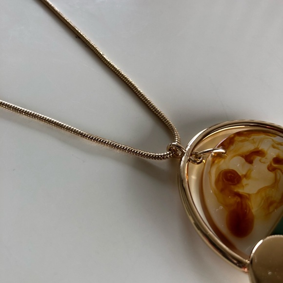 AYSE Long Gold Chain Circle Necklace NWT - Picture 5 of 7